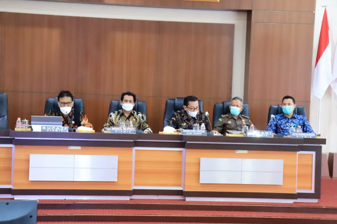 Dalam Rakor Bersama Forkopimda Ciamis Kapolres Minta Update Terus Data Vaksinasi