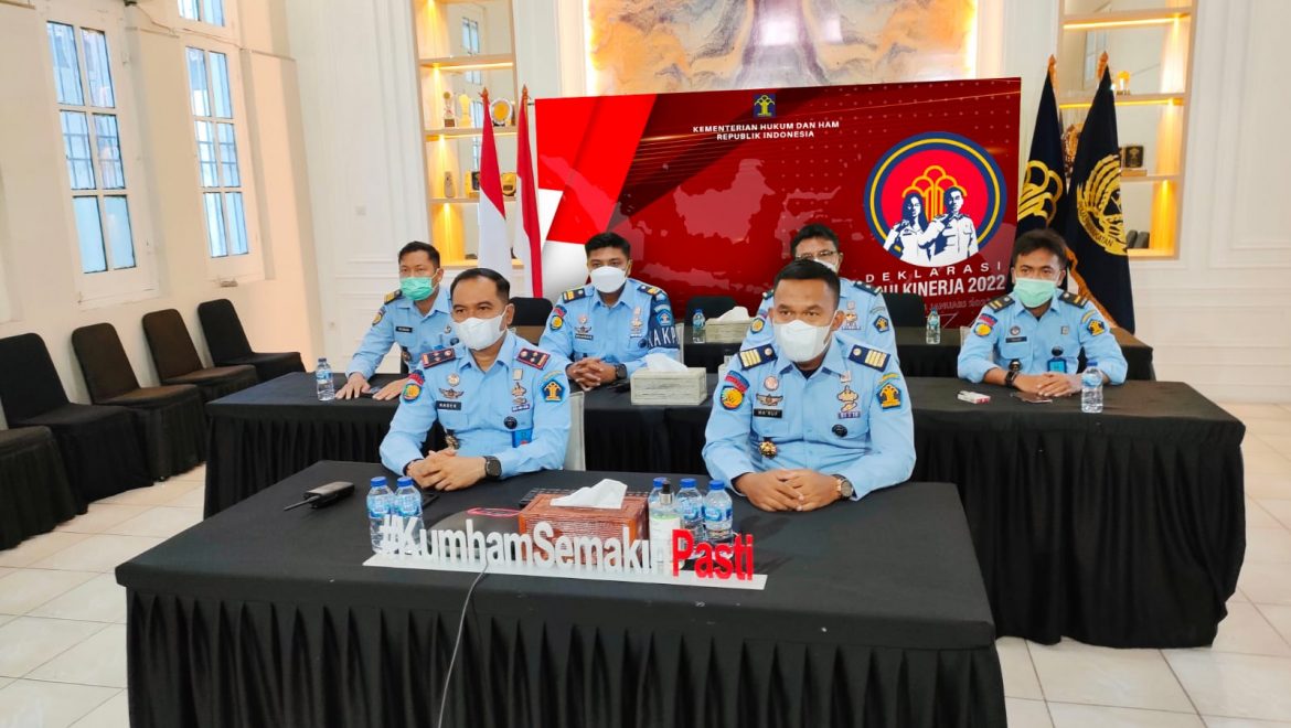 Lapas Pemuda Kelas IIA Tangerang Ikuti Deklarasi Janji Kinerja, Perjanjian Kinerja, Penandatanganan Komitmen Pelaksanaan Zona Integritas Tahun 2022