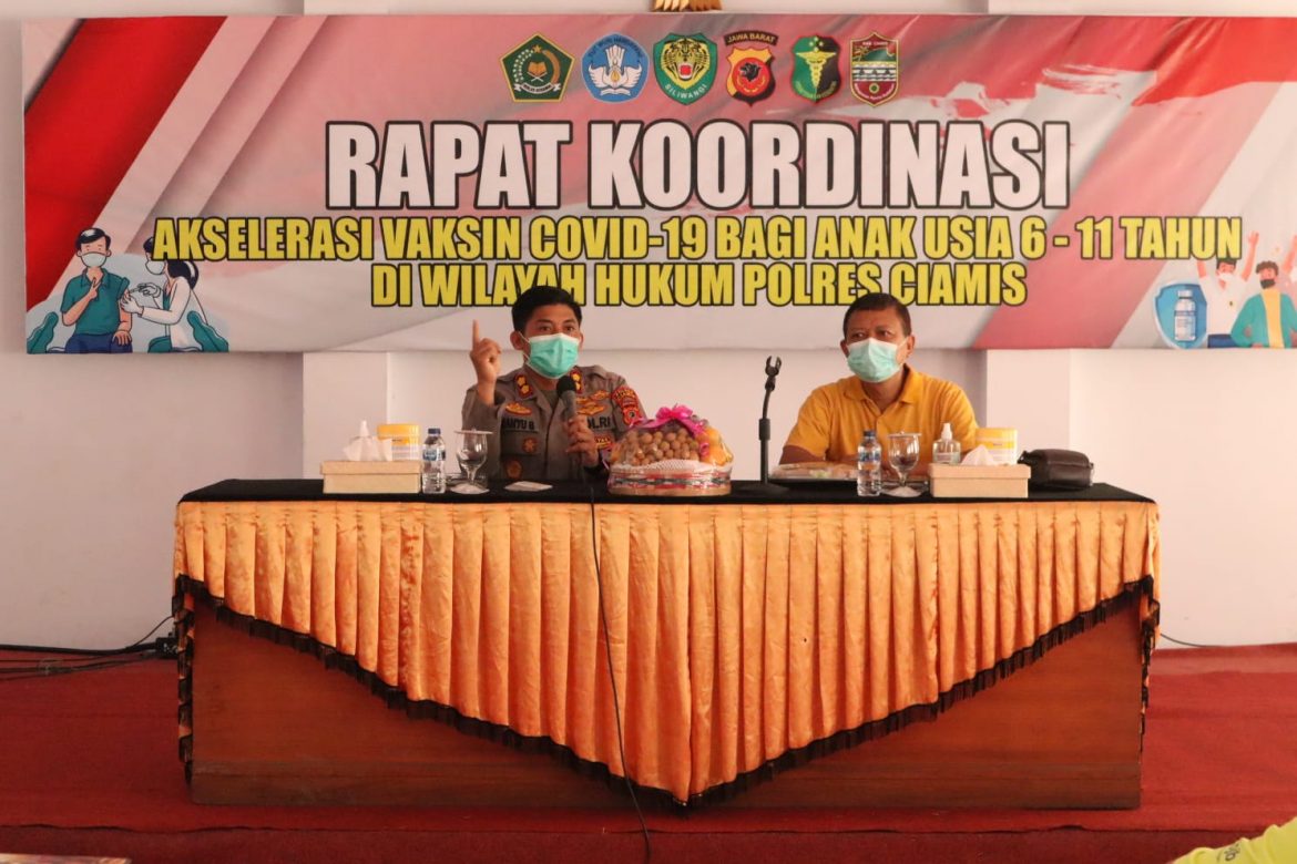 Polres Ciamis Laksanakan Rapat Koordinasi Tentang Akselerasi Covid-19 Bagi Anak Usia 6-11 Tahun