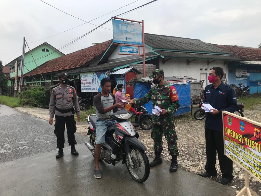 Polsek Padaherang Polres Ciamis Gelar Operasi Yustisi Tindak Warga yang Tidak Patuhi Protokol Kesehatan