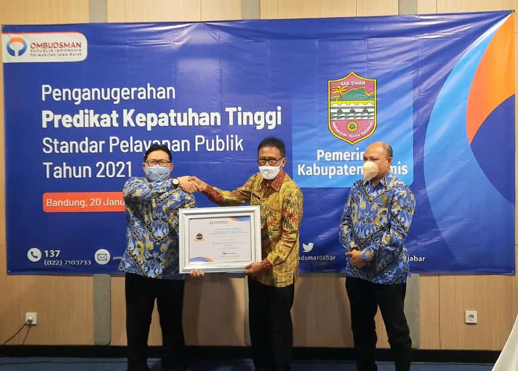 Kabupaten Ciamis Raih Predikat Kepatuhan Tinggi Standar Pelayanan Publik Tahun 2021