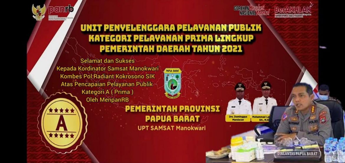 UPT Samsat Manokwari Peroleh Penghargaan Dari Men PAN – RB