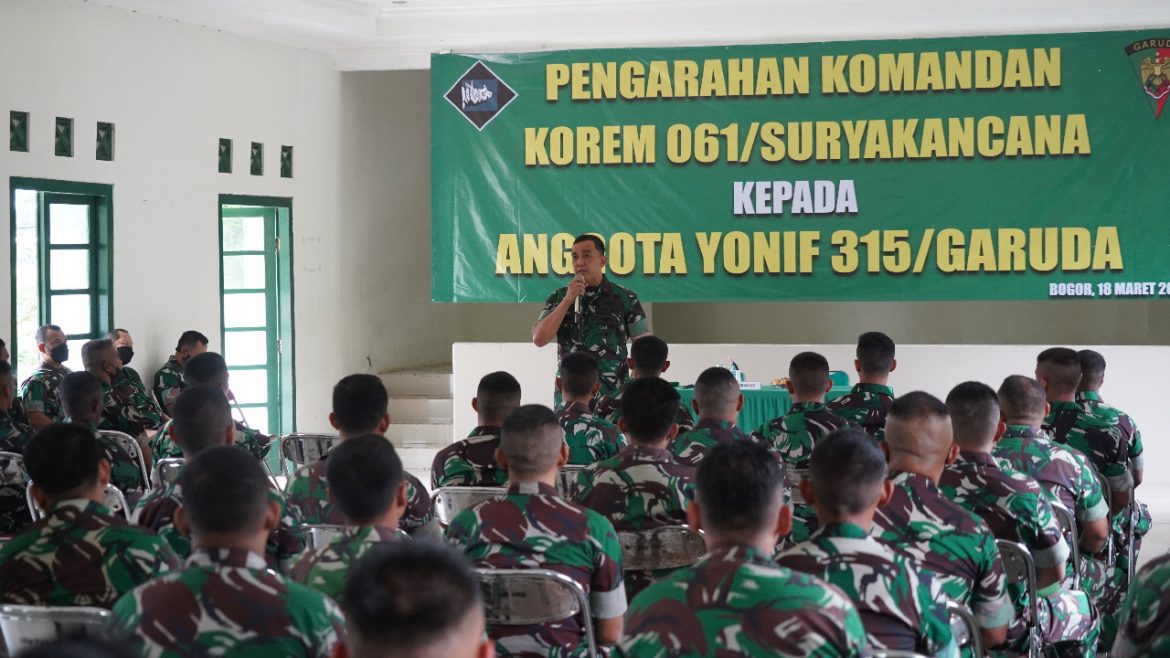 Komandan KOREM 061/SK Brigjen TNI Rudi Saladin.,M.A Kunjungan Perdana Ke Batalyon Infanteri 315/Garuda