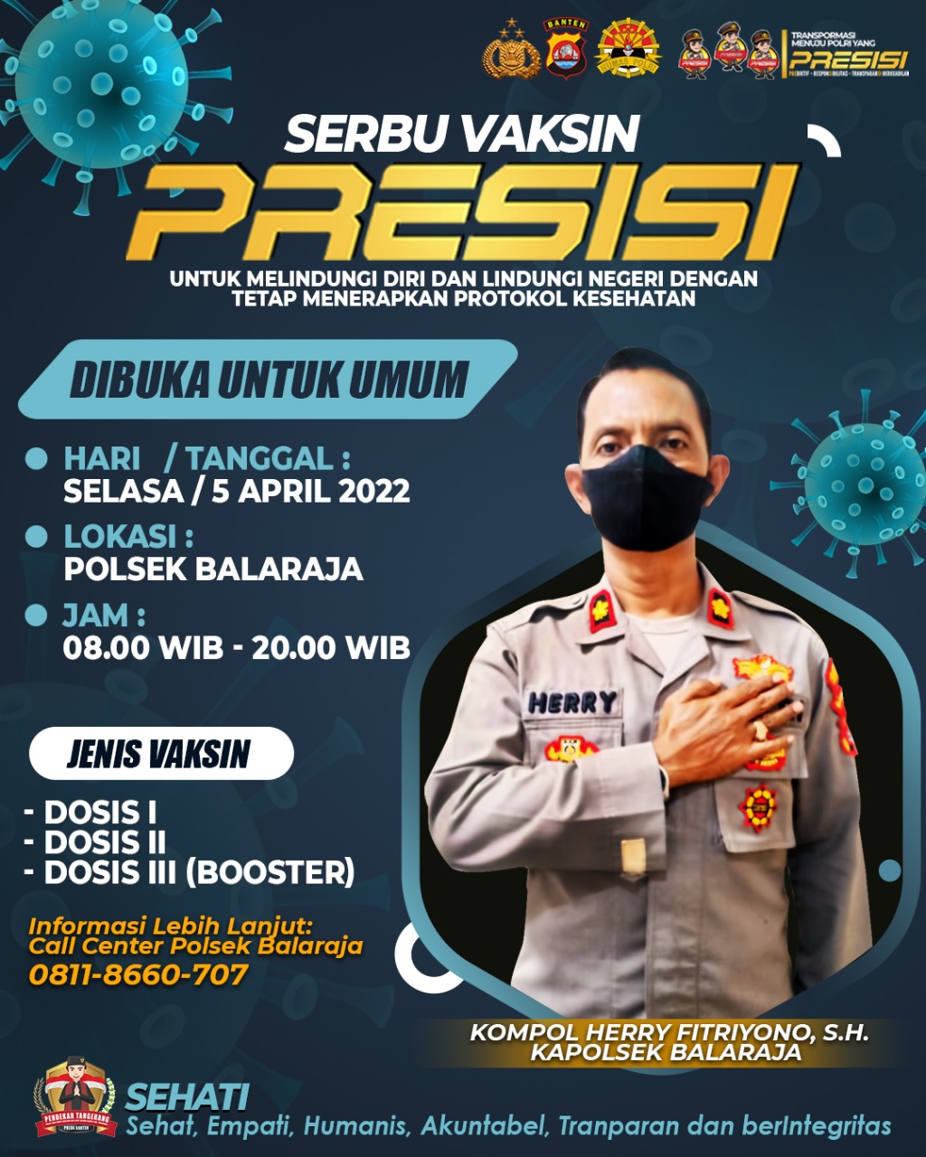 Gebyar Vaksin PRESISI Polsek Balaraja Polresta Tangerang Polda Banten