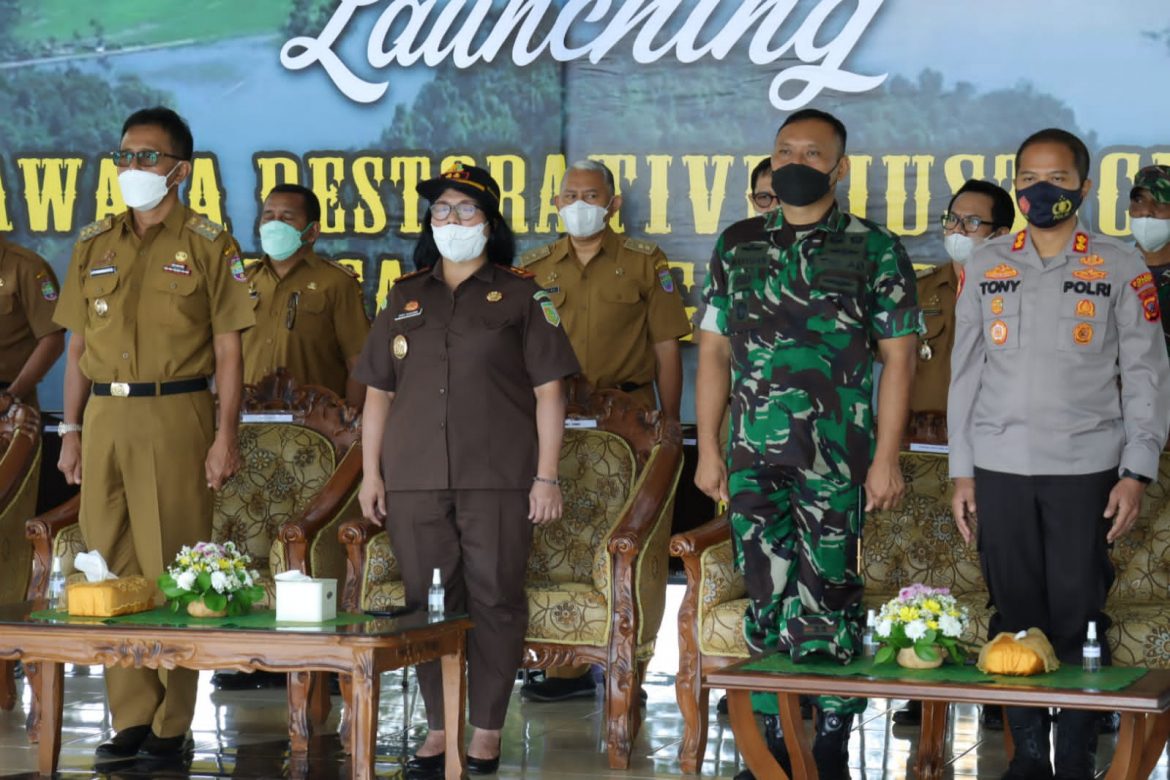 Kapolres Ciamis Bersama Dandim 0613/Ciamis Hadiri Launching Bale Salawe Restoratif Justice Panjalu