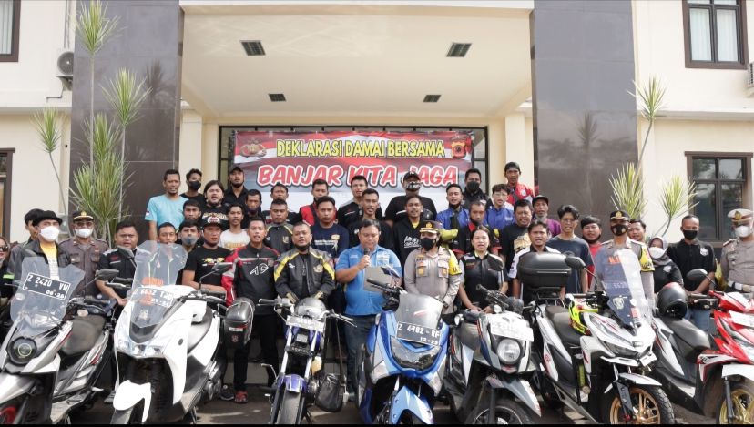 Dalam Operasi Libas Lodaya Tahun 2022, Polres Banjar Gelar Deklarasi Damai Bersama Komunitas Sepeda Motor