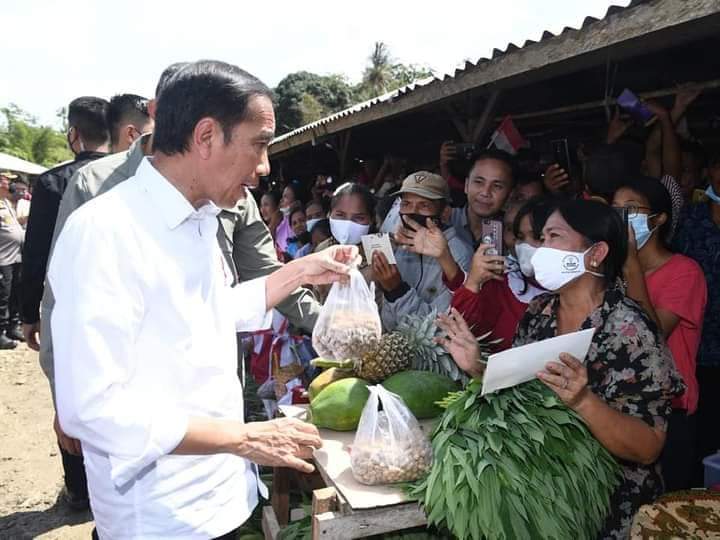 Presiden Jokowi Temui Pedagang di Pasar Alasa