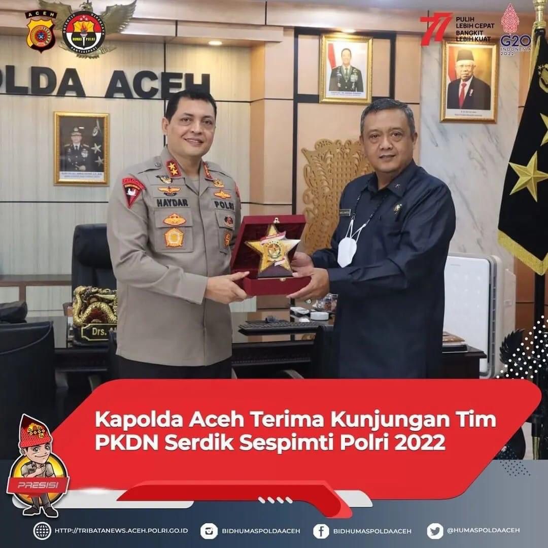 Kapolda Aceh Terima Kunjungan Tim PKDN Serdik Sespimti Polri 2022