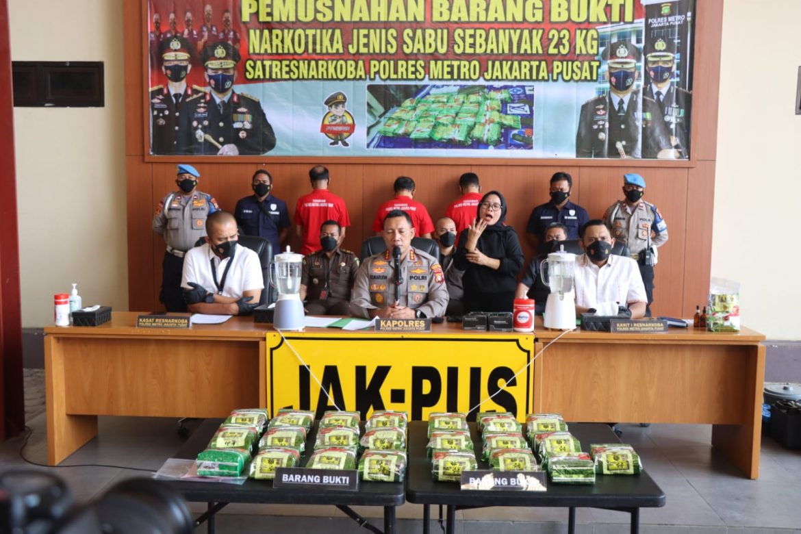 Sebanyak 23 Kg Barbuk Sabu dimusnahkan Polres Metro Jakarta Pusat