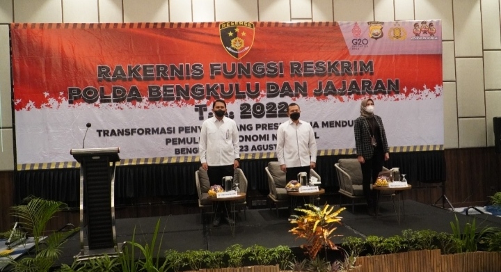 Ditreskrimum Polda Bengkulu Menggelar Rakernis T.A. 2022 Dengan Tema Transformasi Penyidik Yang Presisi Guna Mendukung Pemulihan Ekonomi Nasional