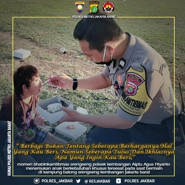 Polri Sahabat Anak, Bhabinkamtibmas Polsek Kembangan Bantu Anak Berkebutuhan Khusus