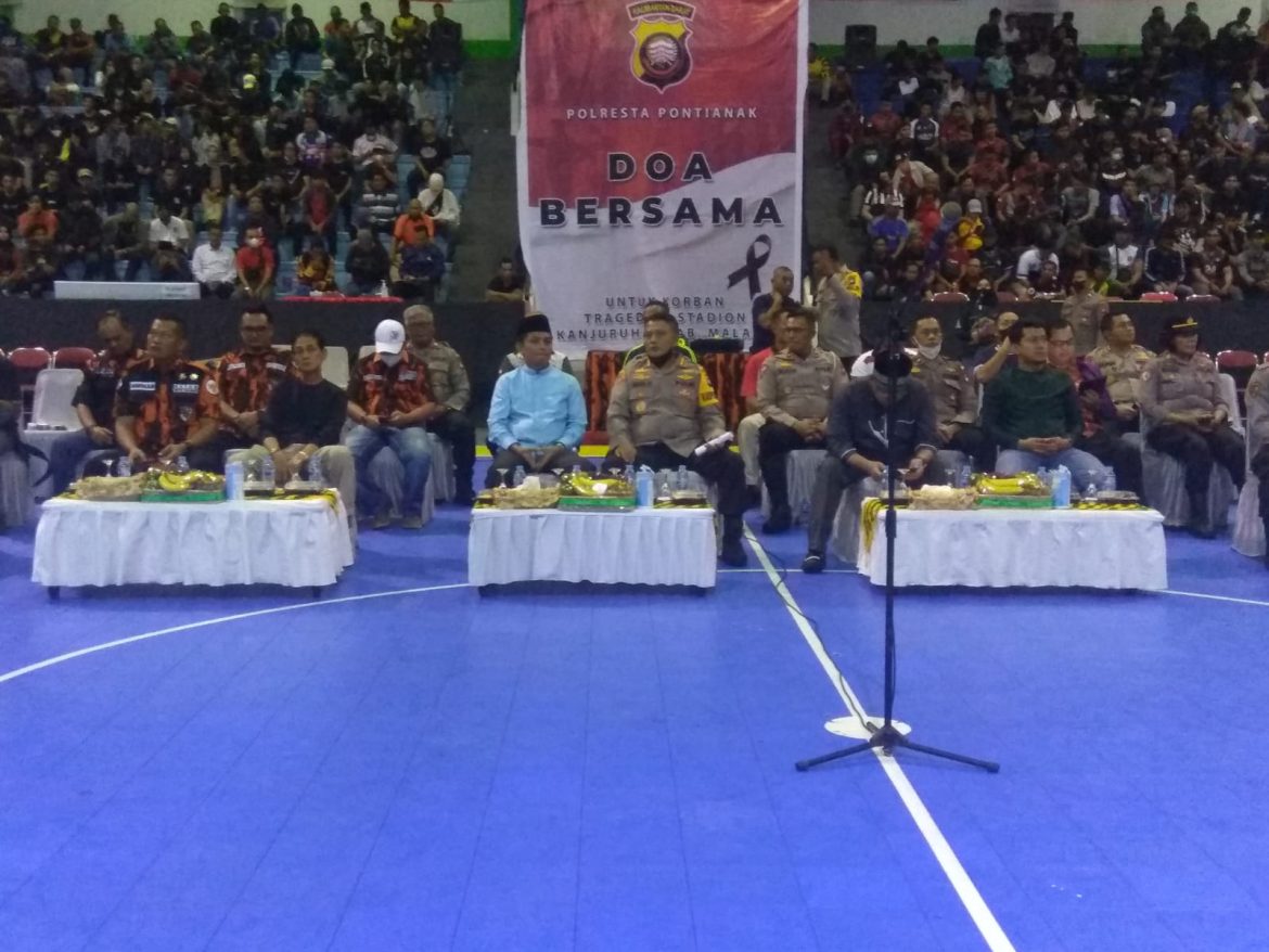 Mengenang Tragedi Korban Kanjuruhan Malang, Kapolres Pontianak Kota bersama Pemuda Pancasila Kalbar beserta Forkompinda Kalbar Gelar Doa Bersama