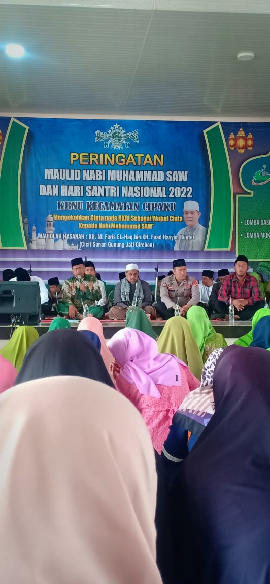Personil Polsek Cipaku Hadiri Peringatan Maulid Nabi Muhamad SAW dan Hari Santri Nasional Tingkat Kecamatan