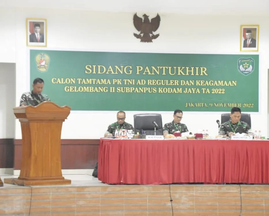 Sidang Pantukhir Tingkat Pusat Calon Tamtama PK TNI AD Sumber Reguler dan Keagamaan Gel II TA. 2022 Subpanpus Kodam Jaya