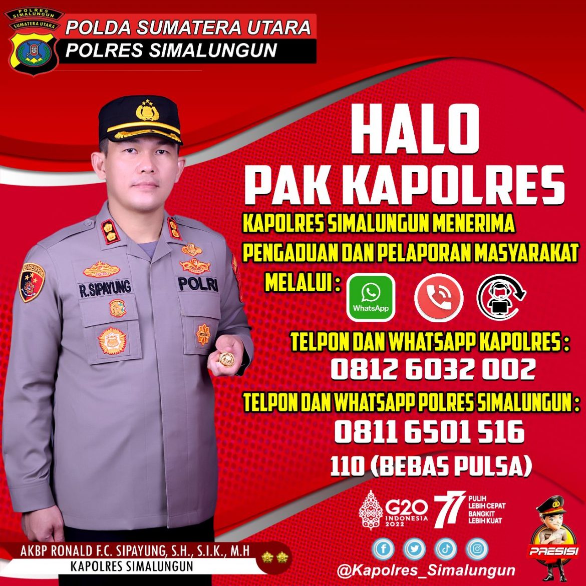 Optimalisasi Pelayanan Publik Polres Simalungun Luncurkan ‘Halo Pak Kapolres’, Menerima Pengaduan Dan Laporan Masyarakat