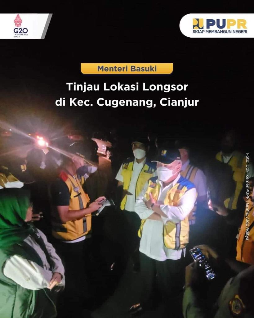 Menteri Basuki Tinjau Lokasi Longsor di Kec. Cugenang Cianjur