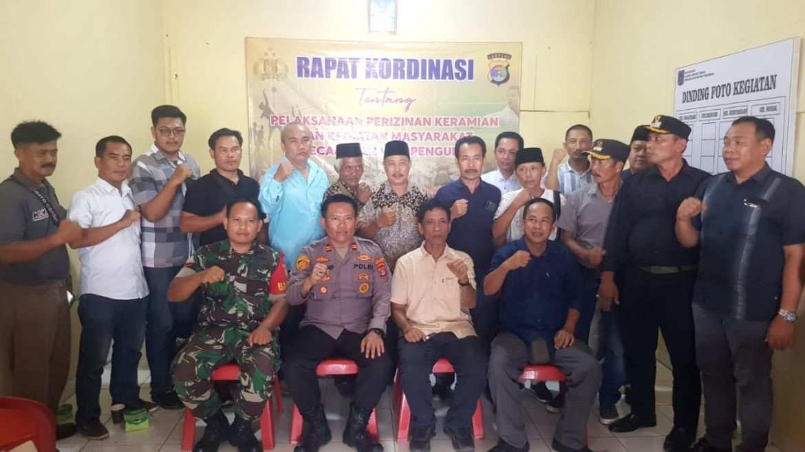 Jajaran Polsek Way Pangubuan Menggelar Rakor Bersama Danramil Dan Camat Serta Tokoh Masyarakat Terkait Izin Keramaian