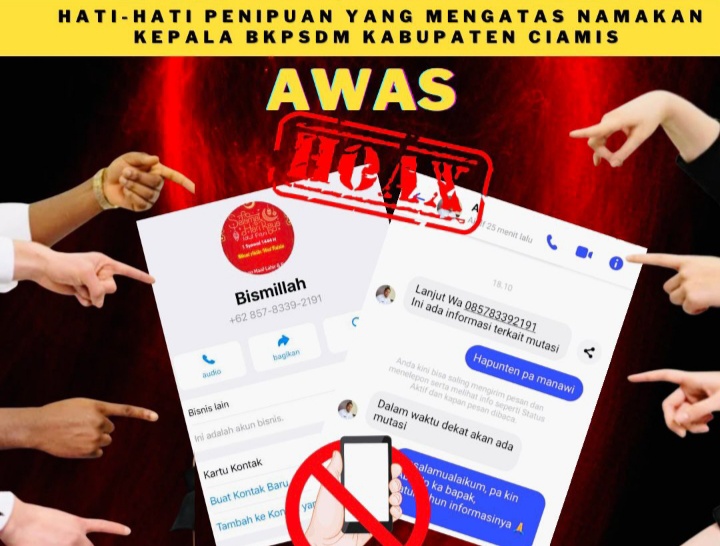 Waspada Info Hoax: Beredar Pesan SMS Terkait Rotasi Mutasi Atas Nama Kepala BKPSDM Kepada ASN di Ciamis