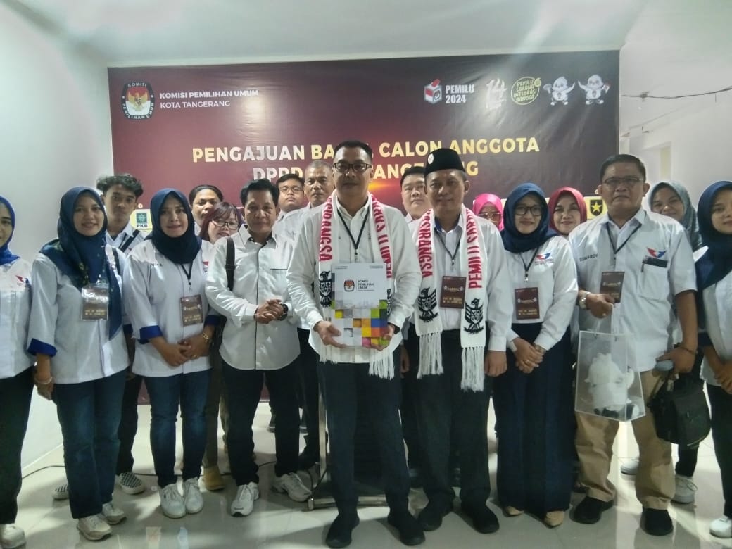 Partai Perindo Bacaleg Medatangi KPU Kota Tangerang Untuk Pendaftaran Sebagai Calon Pemilu Legislatif 2024