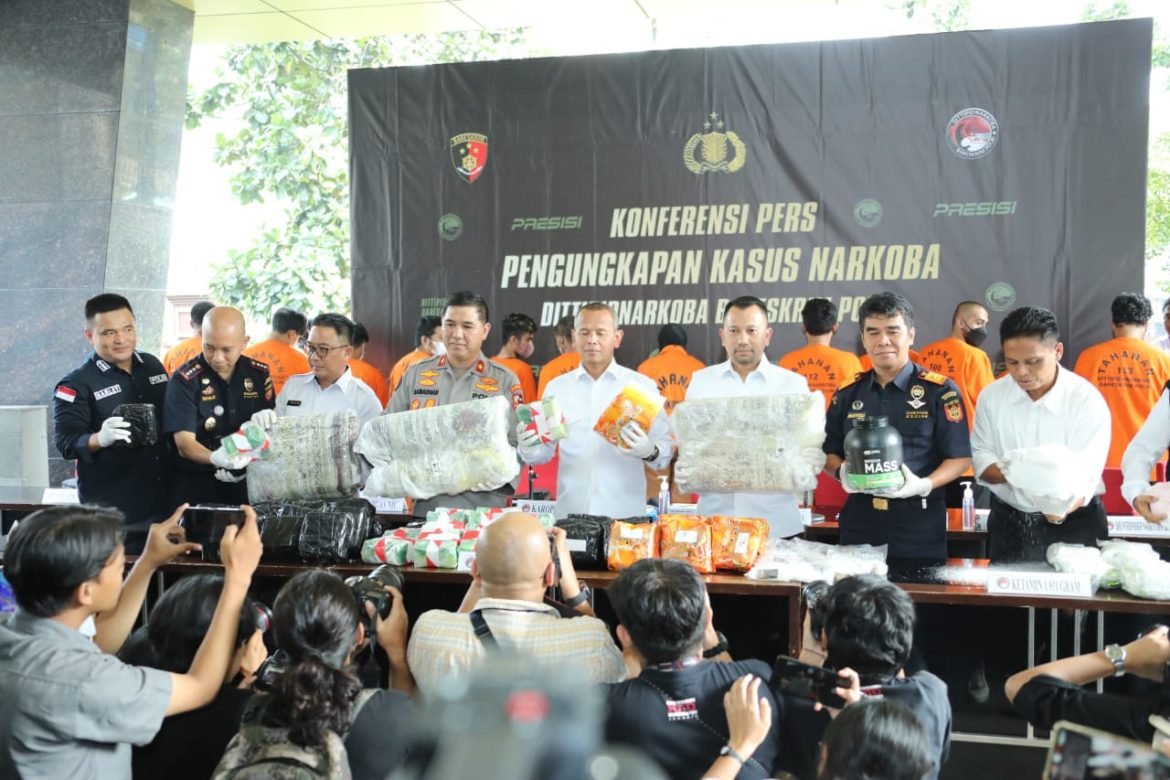 Pengungkapan Kasus Peredaran Gelap Sabu 75.017,3 Gram, Ektasi 13.007 Butir dan Ketamin 1.911Gram Dittipnarkoba Bareskrim Polri