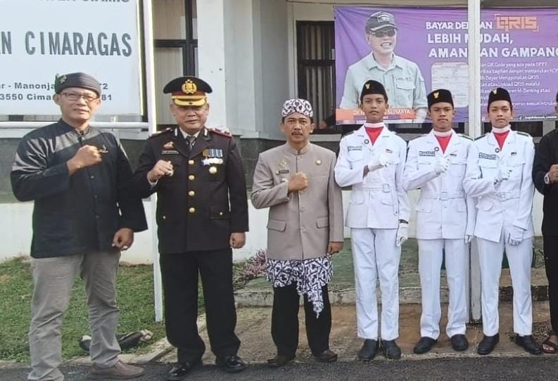 Beri Rasa Aman, Polsek Cimaragas Polres Ciamis Hadiri Upacara Peringatan Hari Lahir Pancasila Tingkat Kecamatan