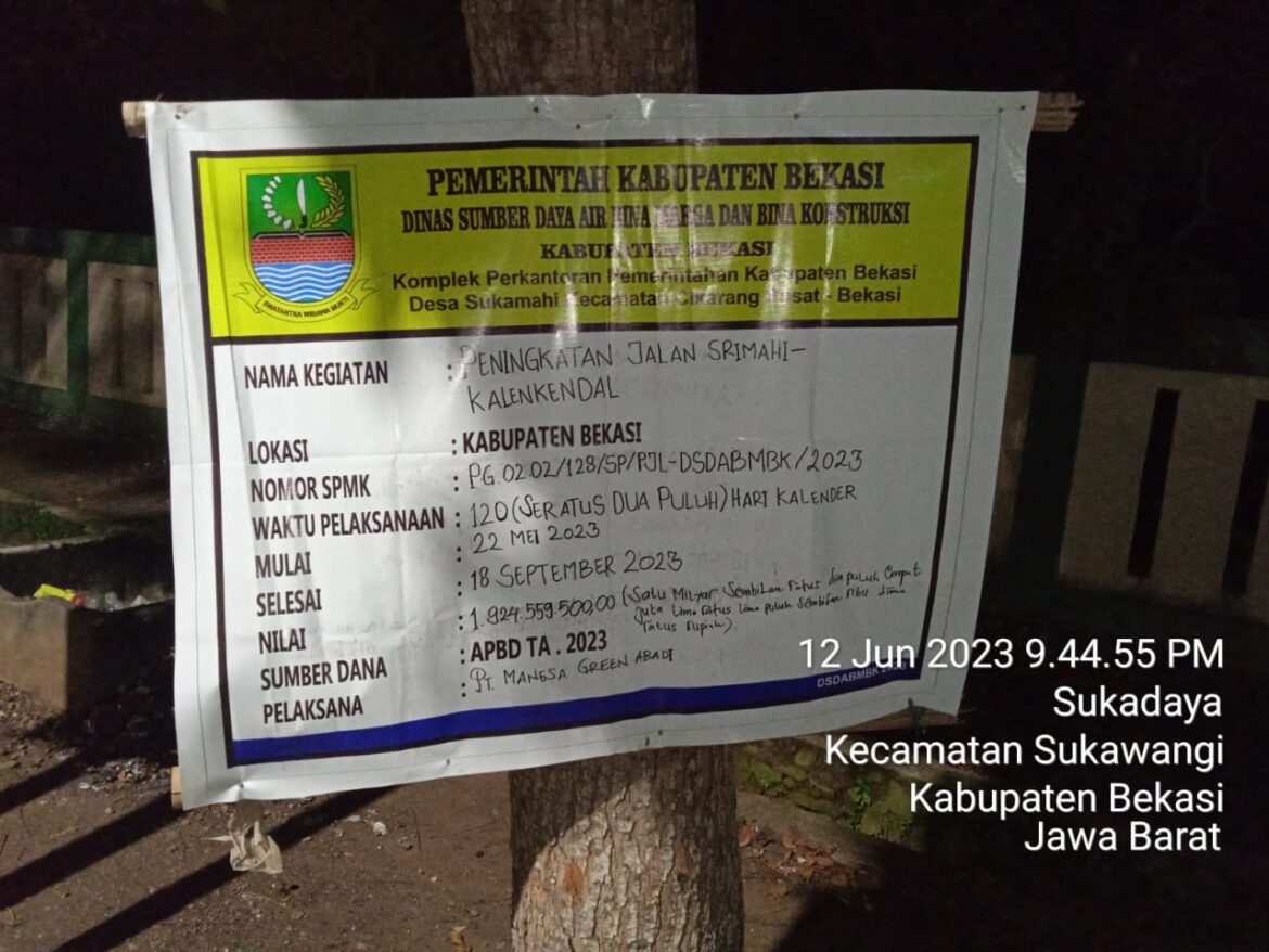 LSM Prabhu Pertanyakan Kinerja Konsultan Dan PPTK Diduga Ada Maen Mata Dengan Pelaksana PT. Manesa Green Abadi