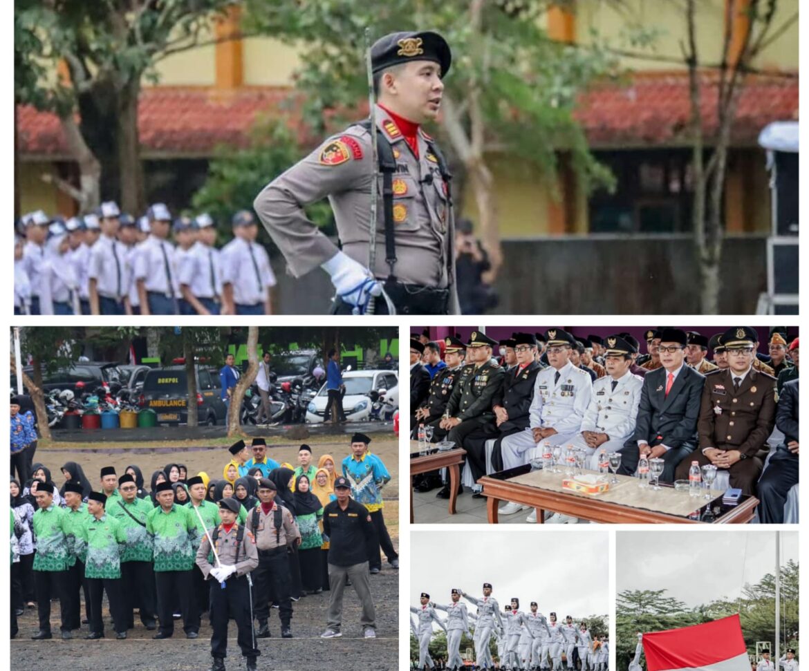 Kasat Reskrim Polres Ciamis Jadi Petugas Komandan Upacara Dalam Pengibaran Merah Putrih HUT RI Ke-78 Tingkat Kab.Ciamis