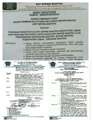 Polemik BPPKB Kabupaten Lebak DPP BPPKB Keluarkan Surat Keputusan Kepada Gusrian Rohmanudin