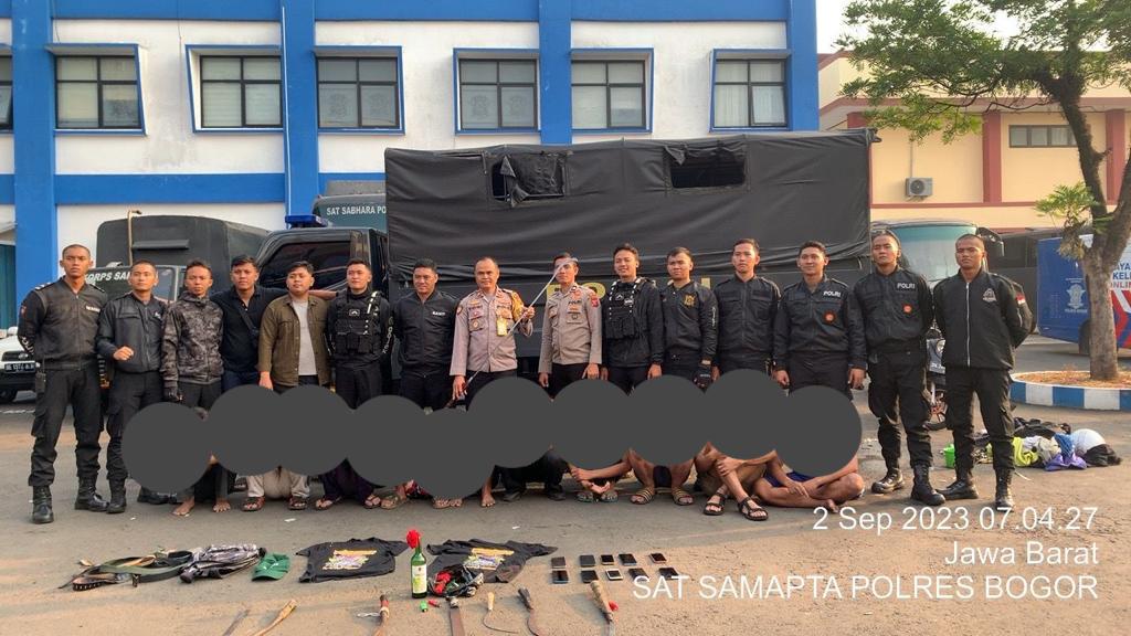 Sat Samapta Polres Bogor Lagi – lagi Berhasil Amankan 10 Orang Gengstar yang Meresahkan Warga Kabupaten Bogor