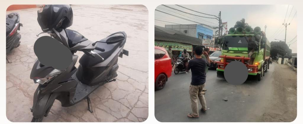 Pihak Kepolisian Gelar Olah TKP Kecelakaan Lalu Lintas Yang Libatkan Sebuah Truk dan Sepeda Motor
