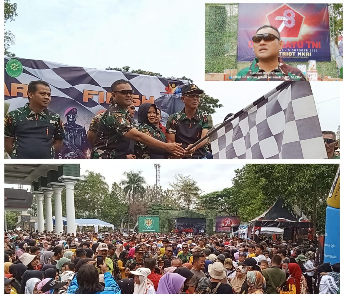 Dandim 0613/ Ciamis Apresiasi Panitia: Ribuan Warga Ciamis Tumpah Ikuti Jalan Santai Dalam Rangka HUT TNI-Ke 78