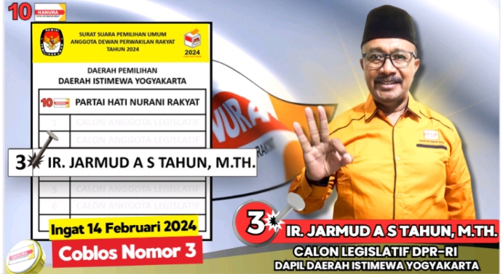Ir.Jarmud A S Tahun, M.Th Caleg DPR RI No. 3 Dapil Daerah Istimewa Yogyakarta dari Partai Hanura “Siap Membangun dan Melestarikan Budaya DIY”