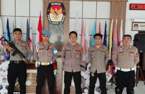 Ops Mantap Brata, Polres Ciamis Siagakan Personel PAM di Kantor Penyelenggara Pemilu 2024
