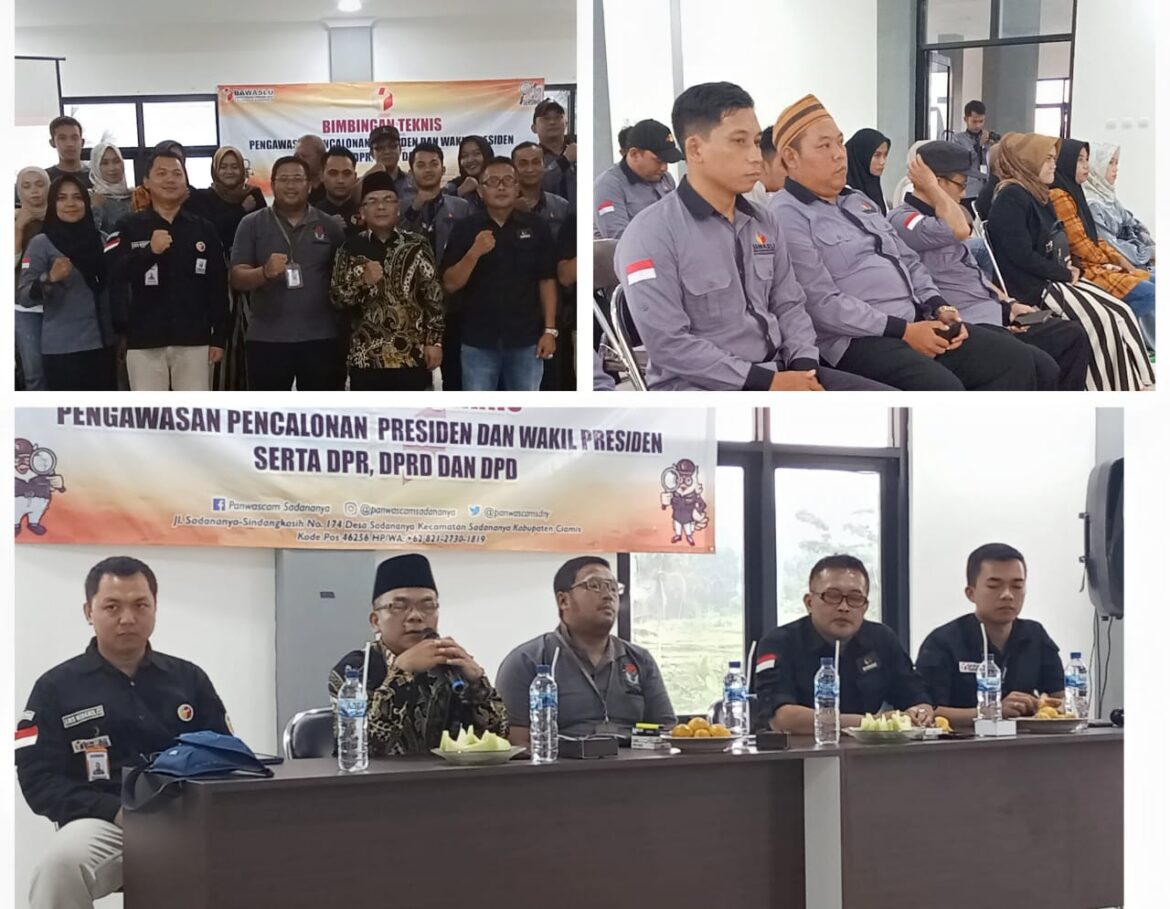 Jelang Pelaksanaan Masa Kampanye Pemilu 2024,  Panwascam Sadananya Gelar Bimtek Publikasi dan Pengawasan