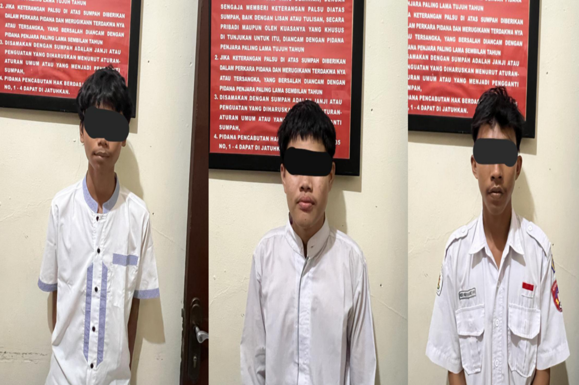 Polsek Cibinong Amankan 3 Orang Pelajar yang Tertangkap Warga Saat Hendak Tawuran