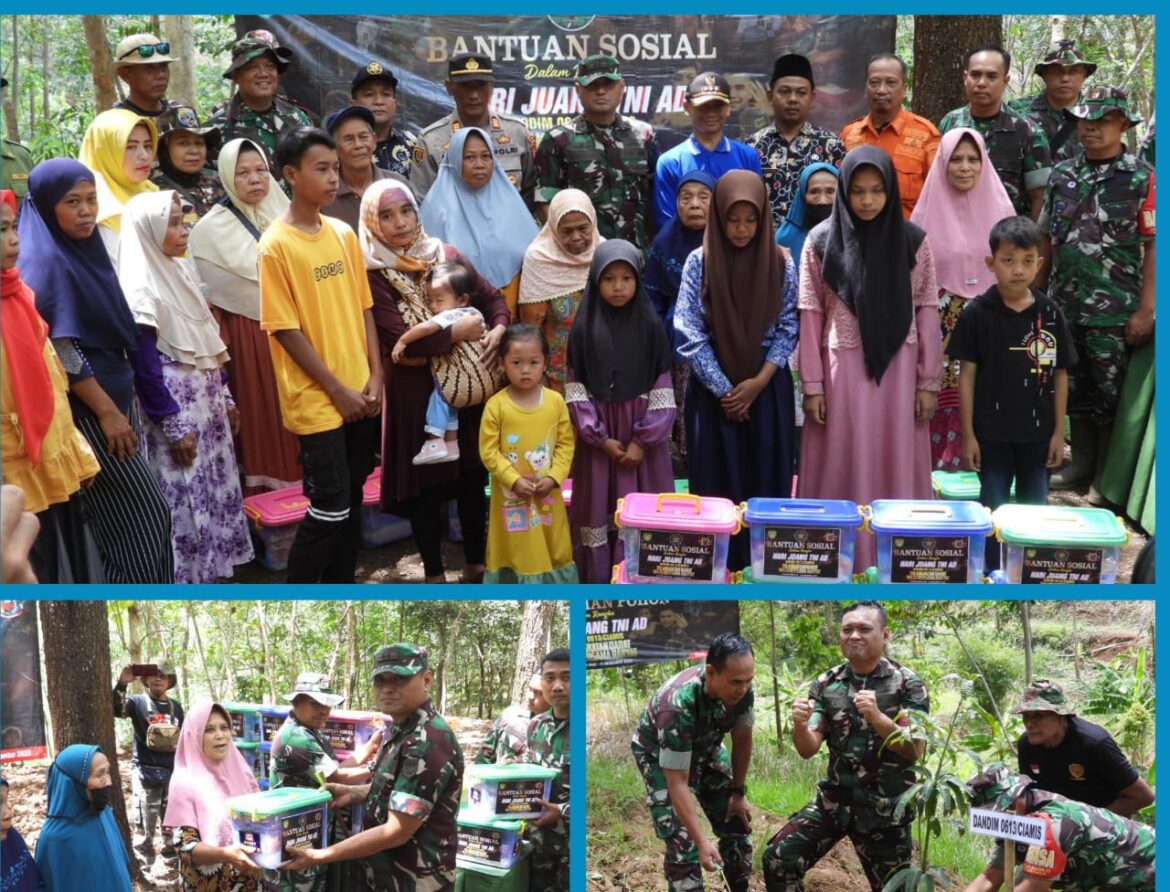 Isi Hari Juang TNI AD, Kodim 0613/Ciamis Gelar Penanamam Pohon dan Baksos di Desa Sukamukti