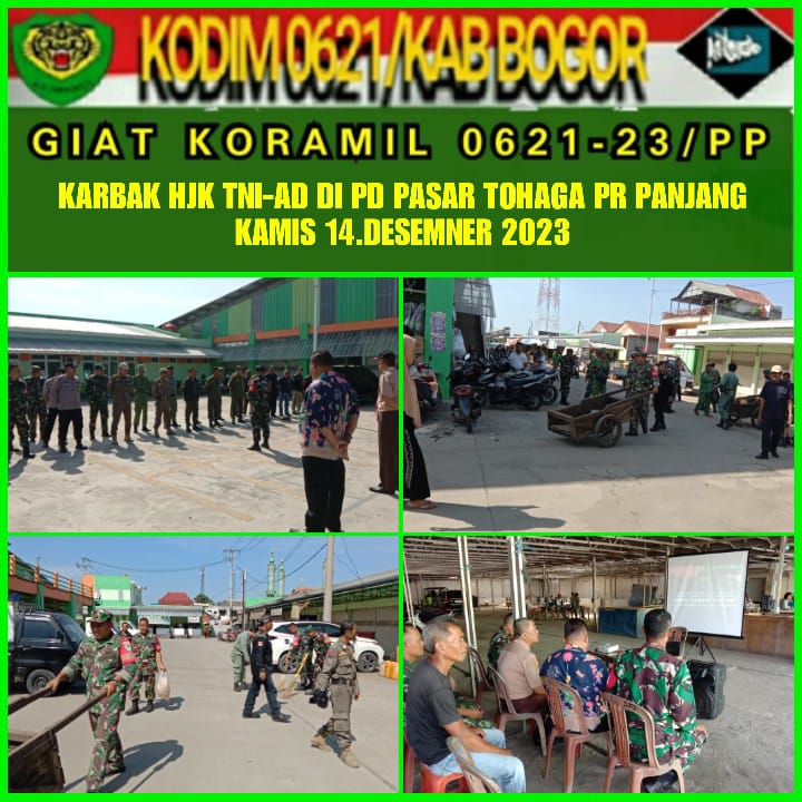 Hari Juang Kartika TNI AD ke-78, Koramil 0621-23/PP Gelar Karya Bakti TNI Pembersihan Area Pasar Parungpanjang