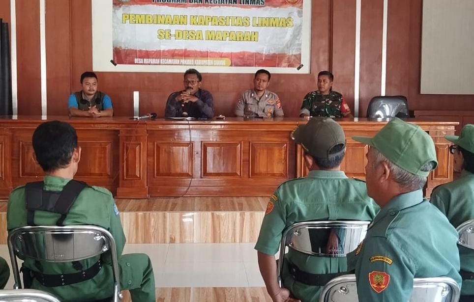 Ops Mantap Brata, Polsek Panjalu Polres Ciamis Beri Pembinaan Linmas Desa Maparah