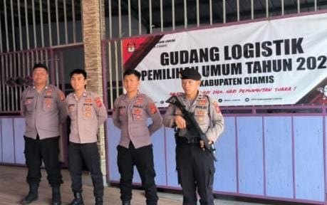 Ops Mantap Brata Lodaya, Polres Ciamis Siagakan Anggota Pengamanan di Gudang Logistik KPU