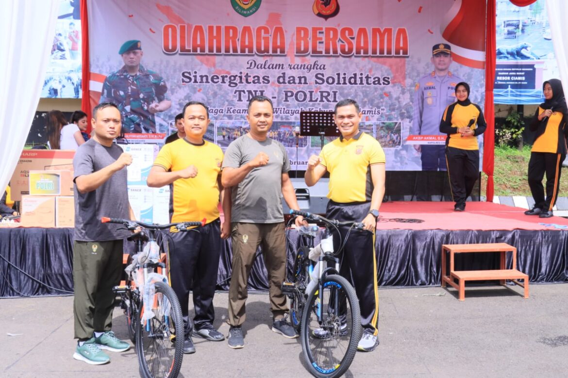 Jaga Kekompakan Hadapi Pemilu, Polres Ciamis dan Kodim 0613/Ciamis Olah Raga Bersama