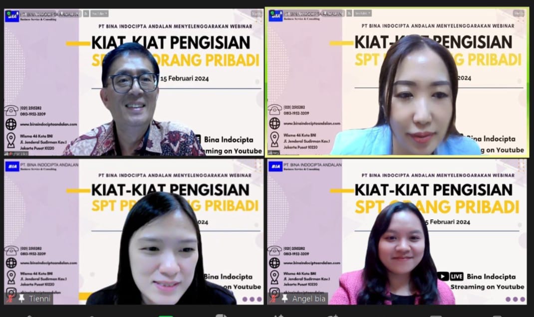 PT. Bina Indocipta Andalan Mengadakan Webinar Tentang Panduan Terperinci Mengenai Penerapan dan Kiat-Kiat Pengisian SPT PPh Orang Pribadi