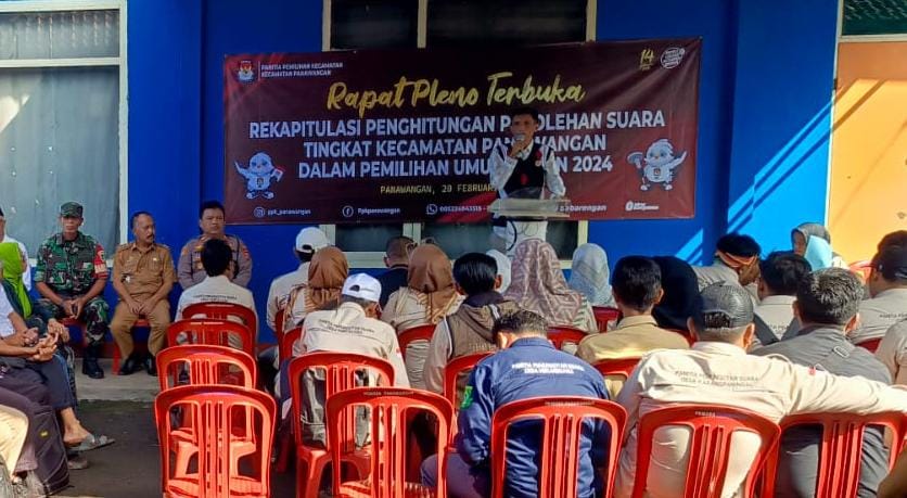 Polsek Panawnagan Polres Ciamis Bersiaga Amankan Proses Rekapitulasi Tingkat PPK Panawangan