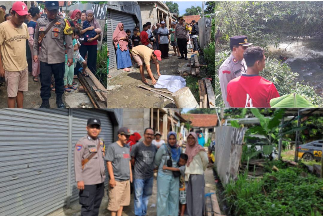 Polsek Sukaraja bersama Team Identifikasi Polres Bogor Tindak Lanjutti Cek Olah TKP Penemuan jasad bayi di aliran kali Ciluer Sukaraja