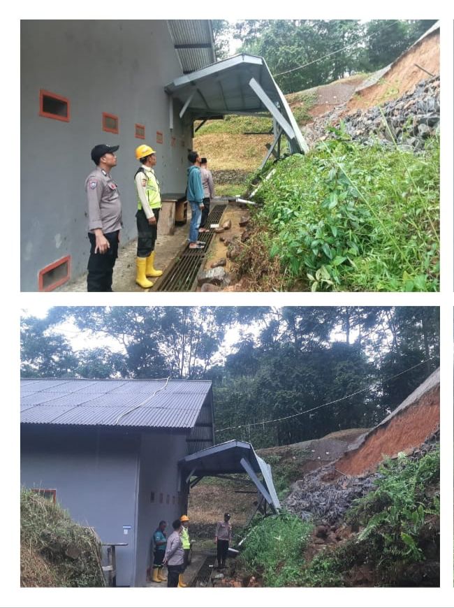 Polsek Nanggung Bersama Instansi Terkait Lakukan Pengecekan Adanya Tanah Longsor Akibat Curah Hujan Tinggi di Sekitar Gudang Handak PT. Antam. TBK. UPBE Pongkor