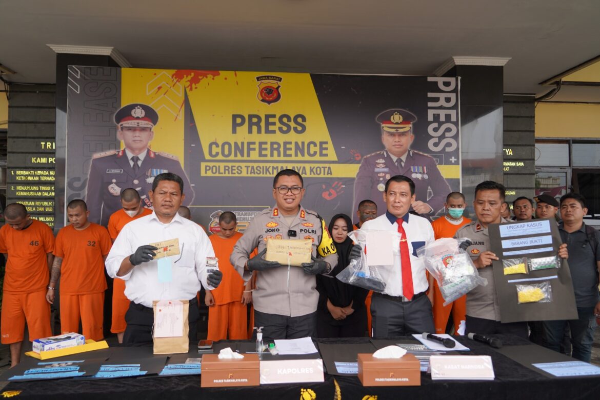 Kapolres Tasik Kota Pimpin Press Rilis Pengungkapan Kasus Penyalahgunaan Narkotika dan Obat Terlarang