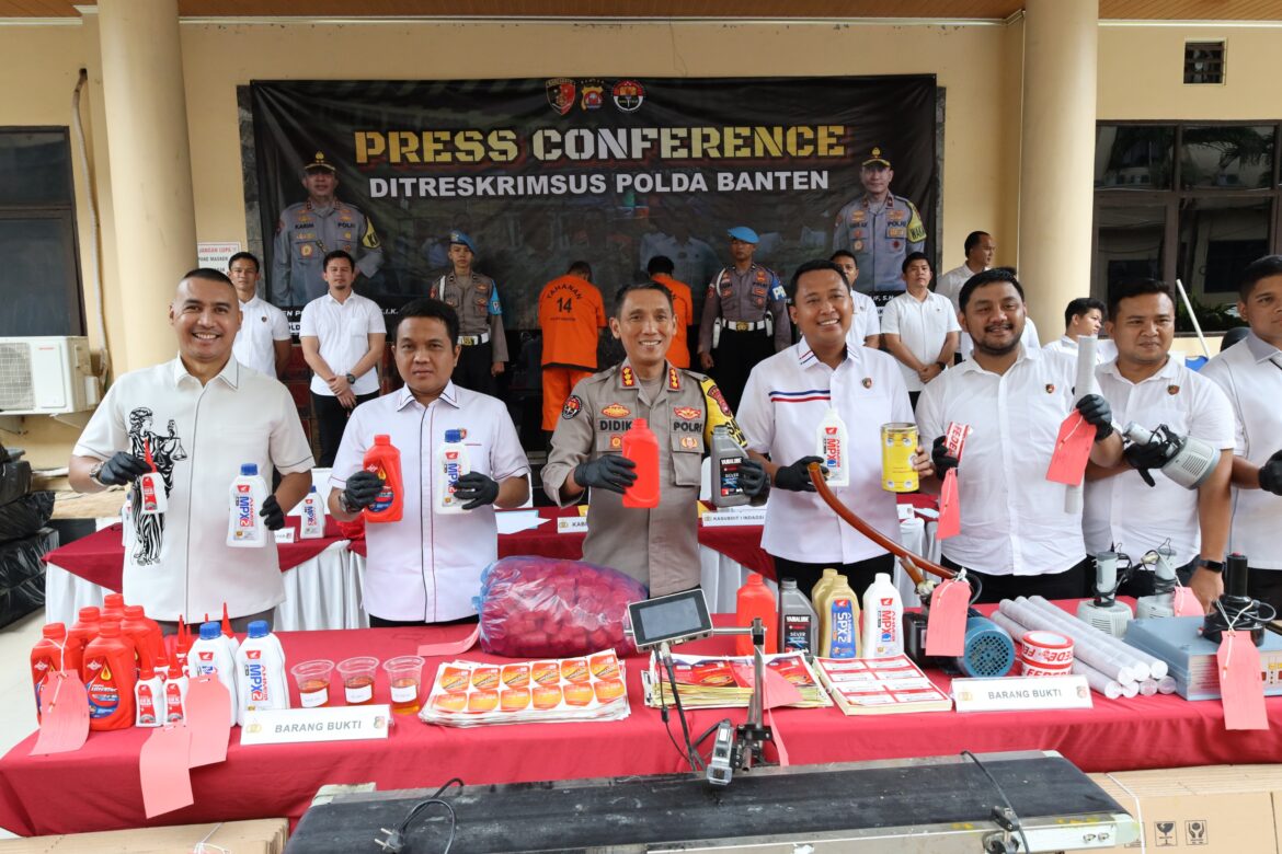 Ditreskrimsus Polda Banten Ungkap Kasus Oli Palsu