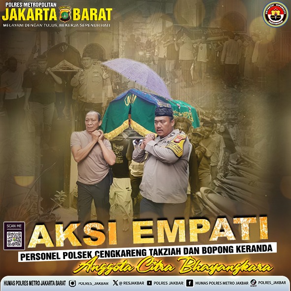 Personel Polsek Cengkareng Takziah dan Bopong Keranda Anggota Citra Bhayangkara yang Meninggal Dunia
