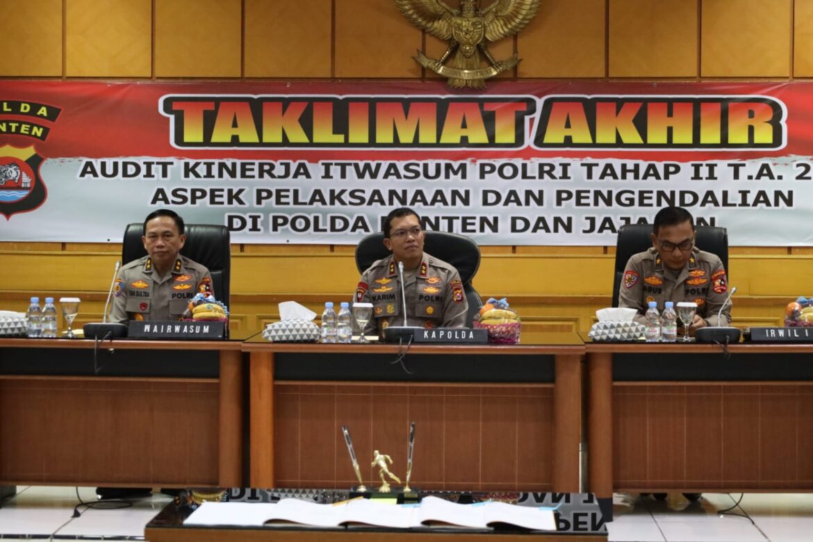Kapolda Banten Pimpin Taklimat Akhir Audit Kinerja Itwasum Polro Tahap II Tahun 2024