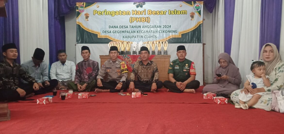 Polsek Cikoneng Polres Ciamis Ikuti Acara Peringatan Hari Besar Islam di Desa Gegempalan