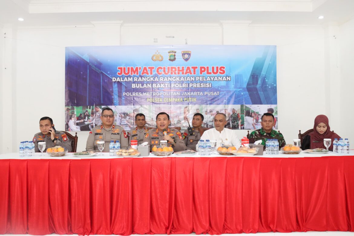 Jum’at Curhat Plus Kapolres Metro Jakarta Pusat Dalam Rangka Rangkaian Pelayanan Bulan Bakti Polri Presisi Bersama Warga di Graha 12 CPB